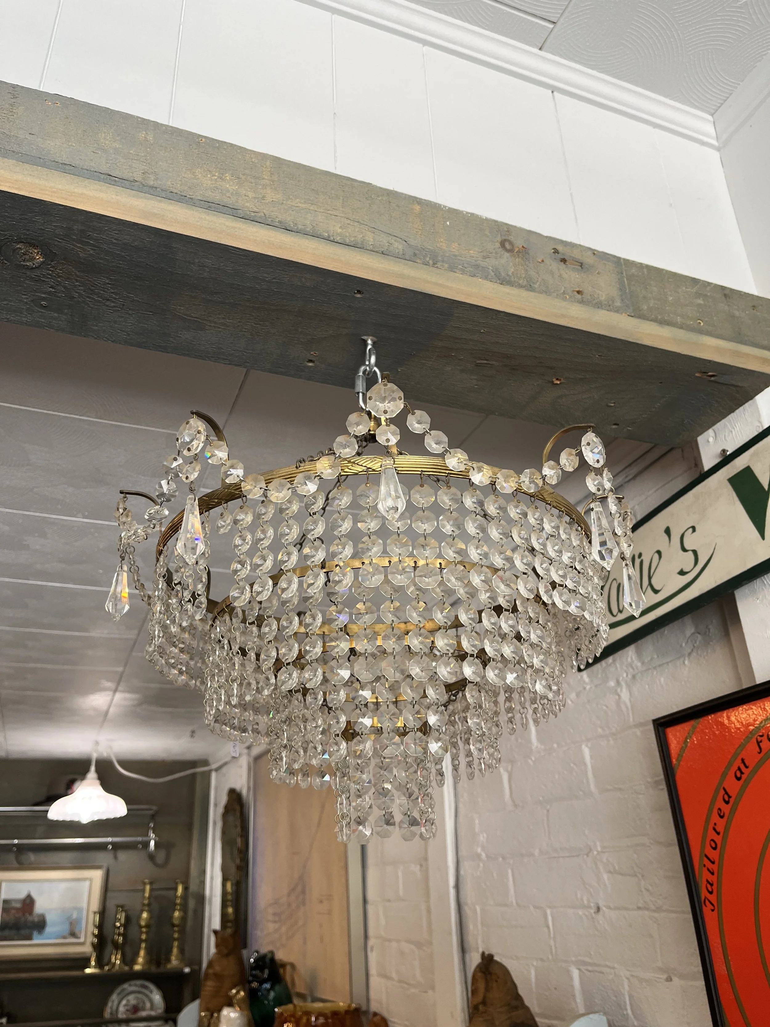 Chandlier- mid century- a few missing links. 15" in diameter. ($150)