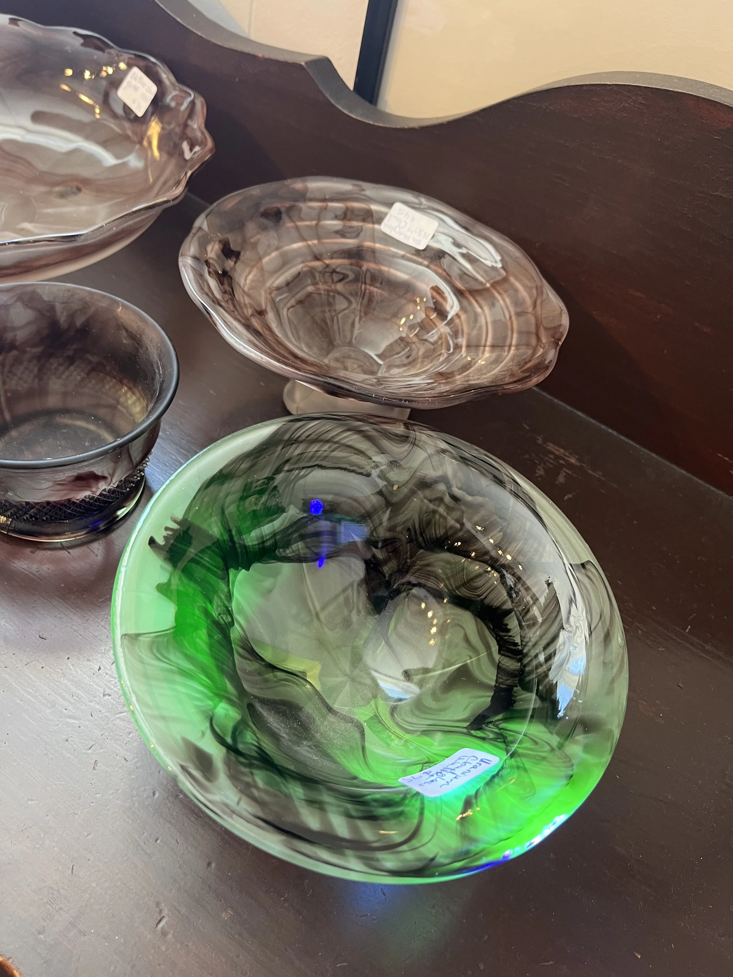 Cloud Glass-  Four pieces- one uranium piece- three standard.  ($-35- 85)