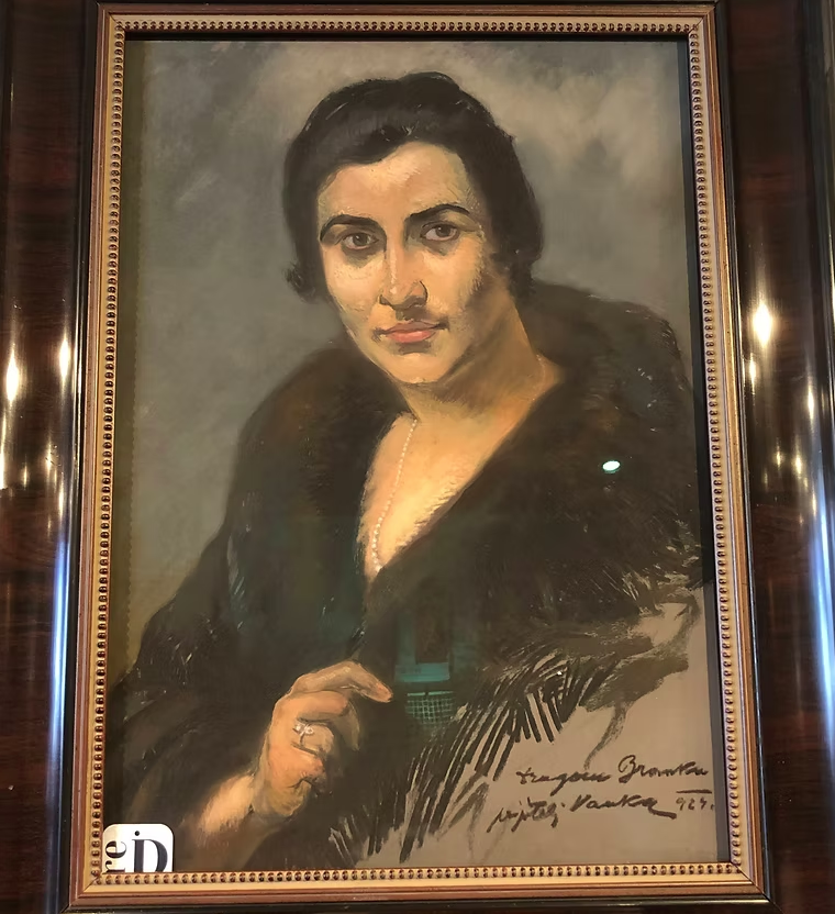 Ms. Vanka: Illegibly signed pastel portrait- but wow, what a portrait! Excellent condition
Size: 26 x 34" ($150)