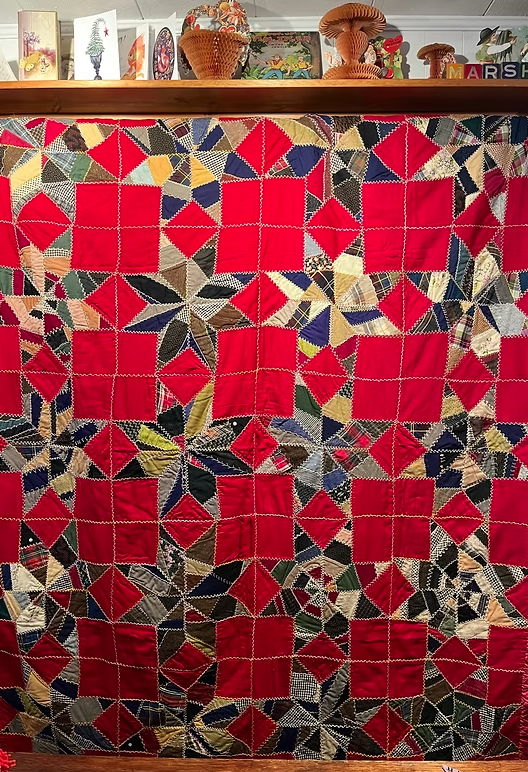 
Mennonite Crazy Star Quilt:
Size: approx. "63 x 76"
Good Condition
($275)