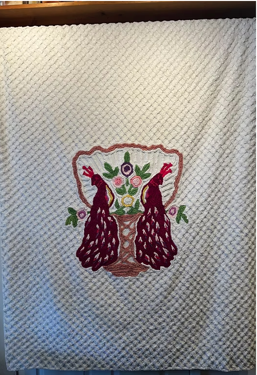 Chenille Bedspread, Twin Size:
Excellent condition
Amazing Double Peacock
(SOLD)