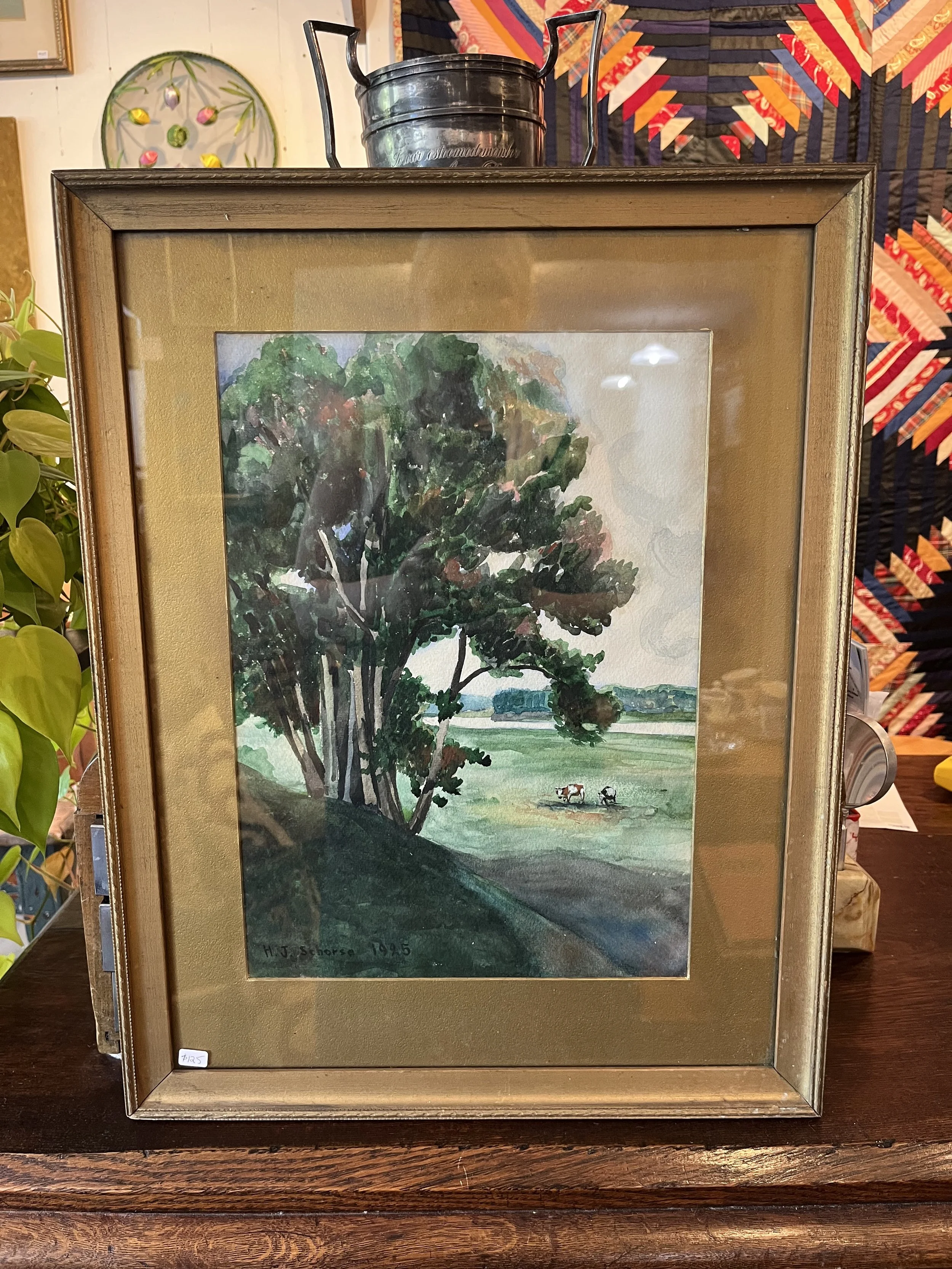 Cows- Watercolour  HJ Schorse 1926. Measures 15 x 19" ($125)
