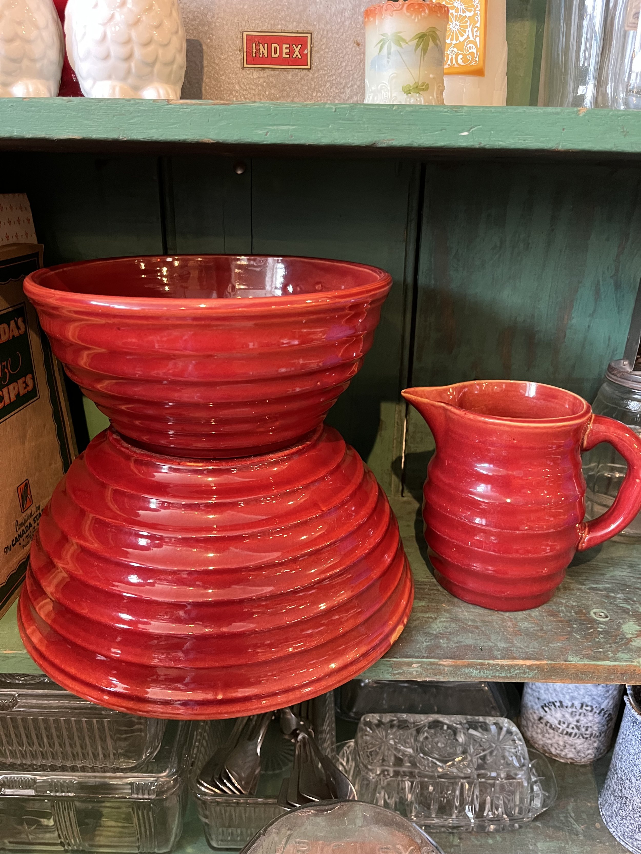 Medalta bowls and pitcher.  1920-30s.  Made in Alberta.  ($65, $55, $45)