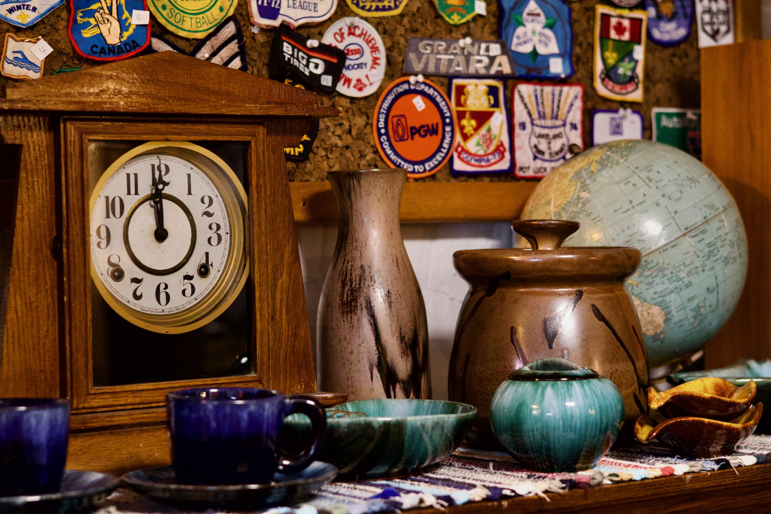 Blue Mountain Pottery, vintage clocks, pottery and more
