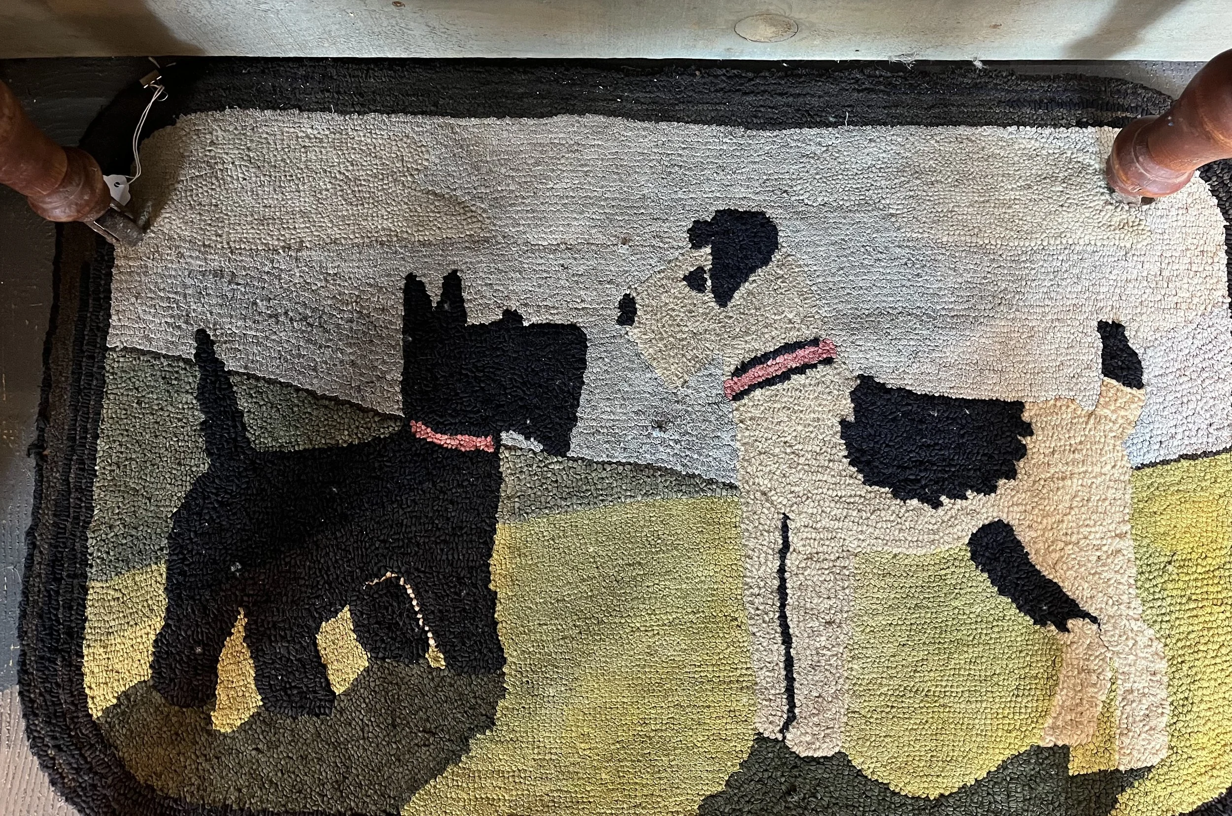 Hooked rug Dogs- 1930s Measures  36 x 22" ($195)