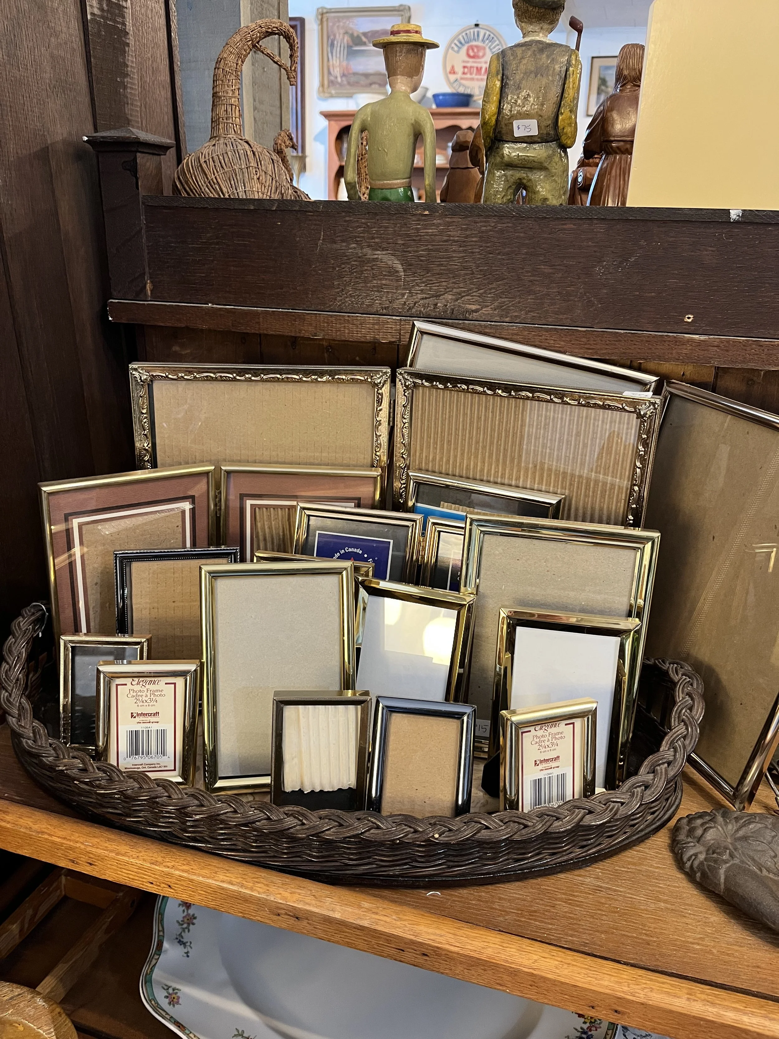 Vintage brass frames.  Lots in stock.  Various sizes from single to triple.  ($ 8-25)