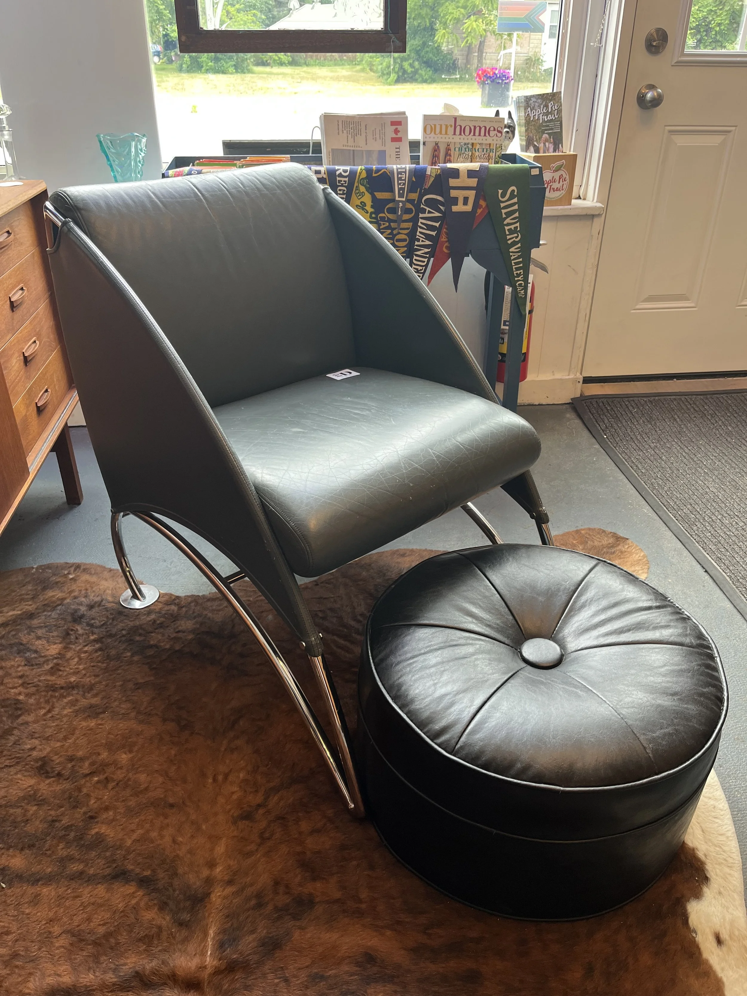 Swedish made postmodern SITAG leather chair.  Very comfortable- ($495)