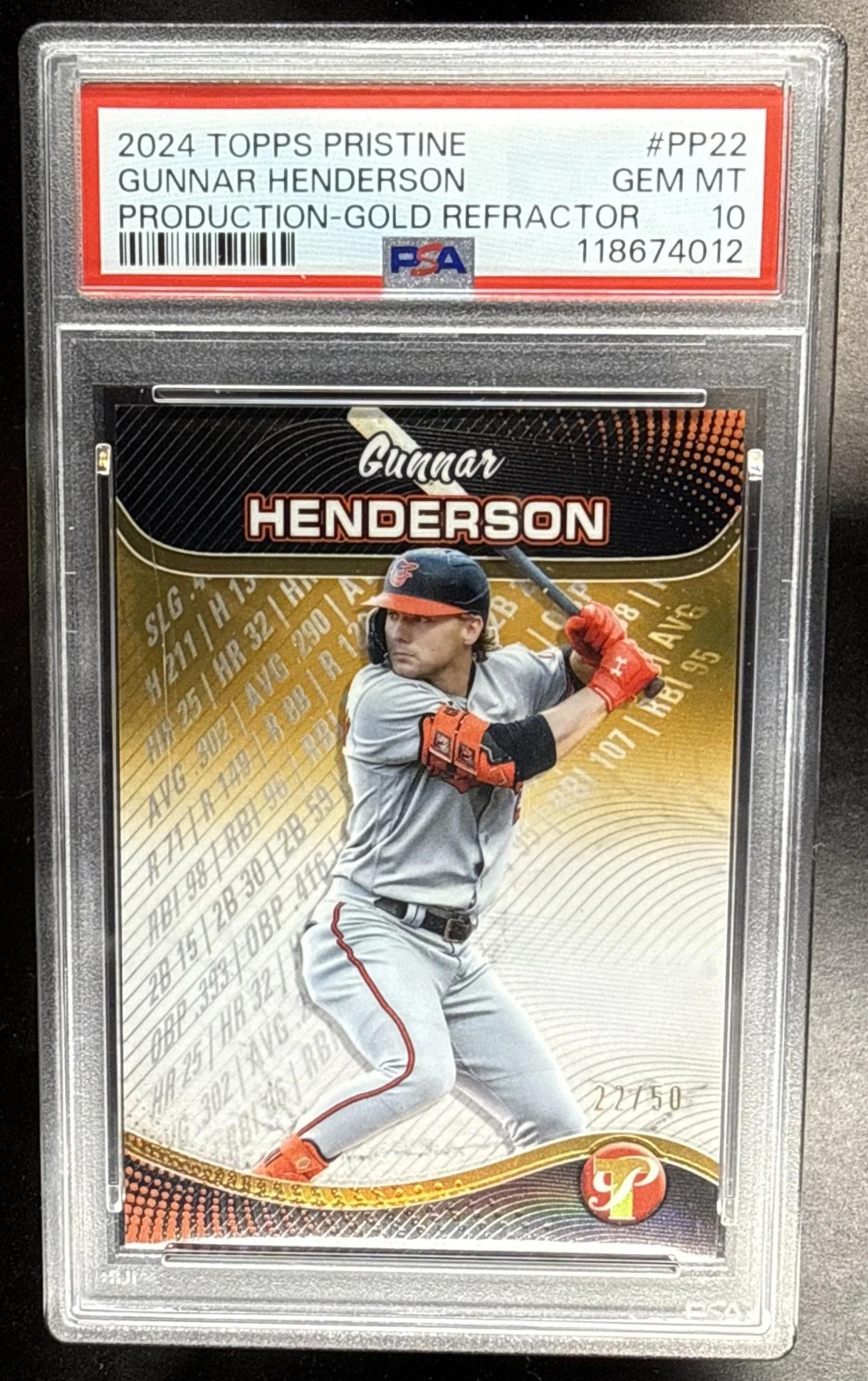 301_2024_TOPPS_PRISTINE_GUNNAR_HENDERSON_PP_22_PRODUCTION_GOLD_REFRACTOR_50_PSA_10.jpg