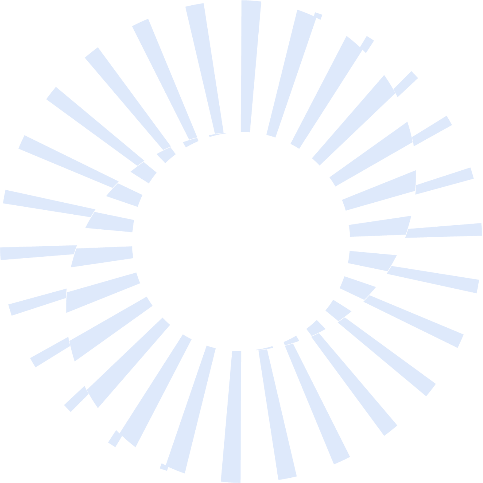 Light blue and white lines radiate outward in a semi-circle pattern on a black background.