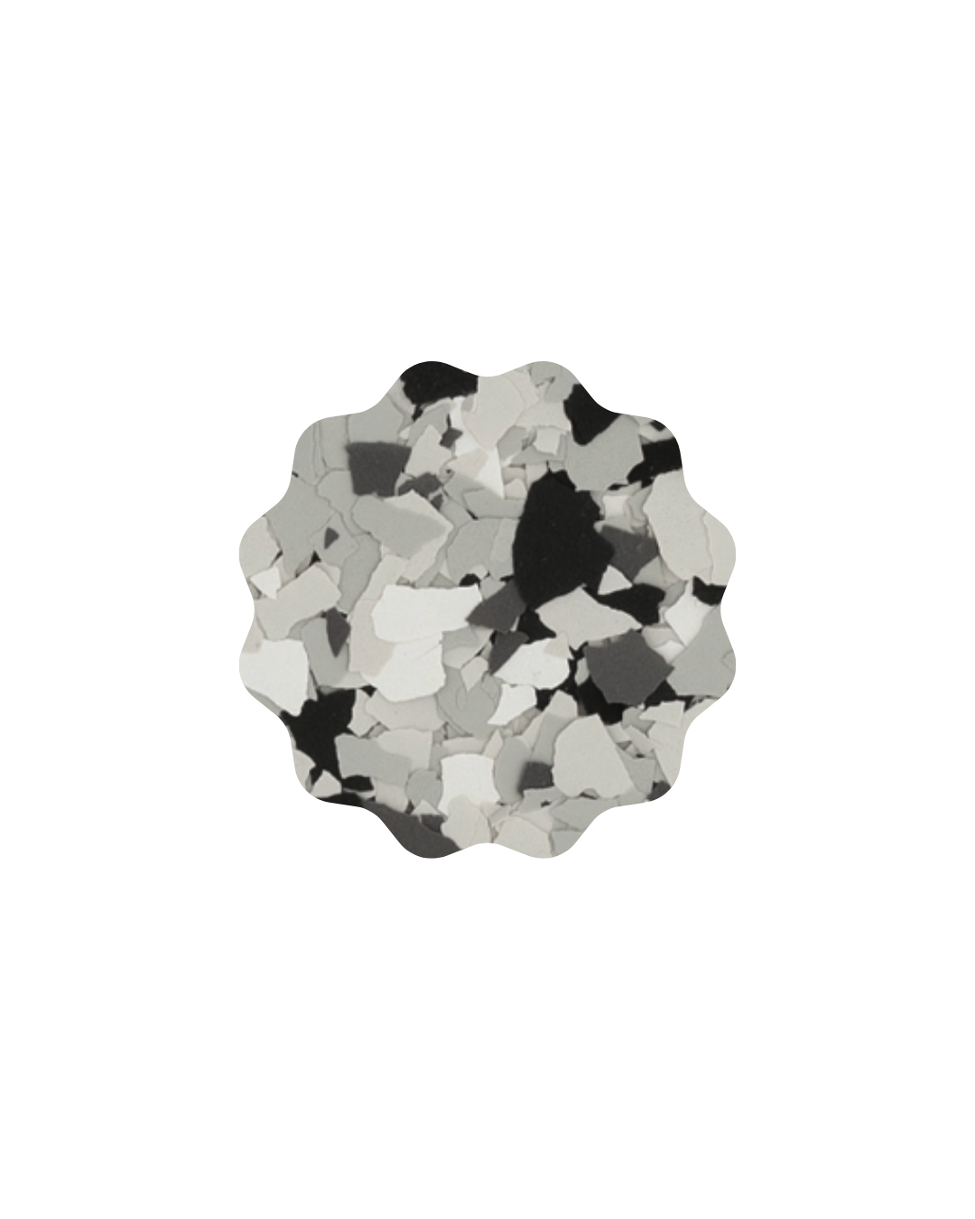 A pile of broken gray and white ceramic or stone pieces on a black background.
