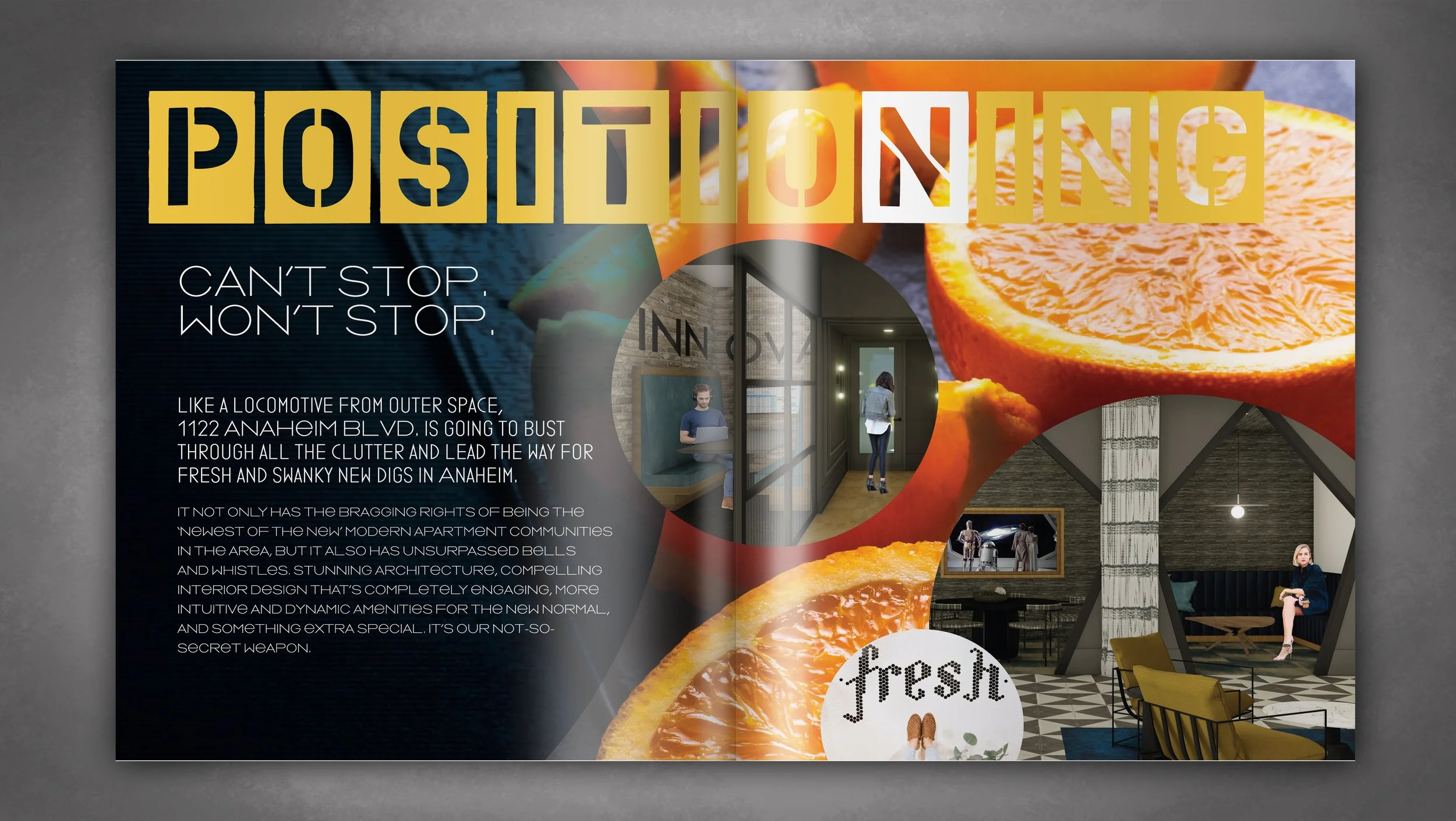 Foundry Positioning Spread empasizing the phrase Can't Stop Won't Stop
