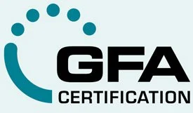GFA Certification logo with a stylized circular arrow design