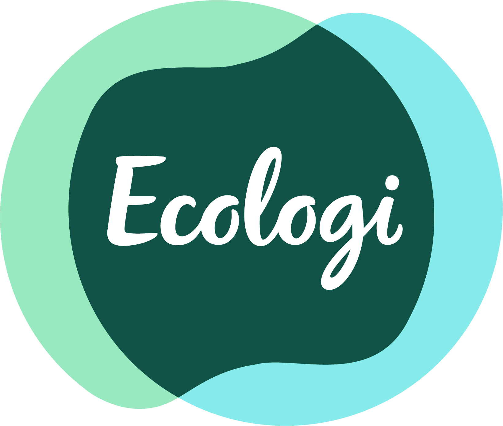 A circular logo with the word 'Ecobai' written in cursive in the center, surrounded by overlapping light green and blue rings.