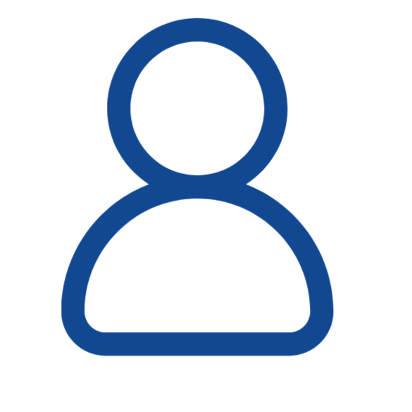 Generic user profile icon with a blue outline of a person on a black background.
