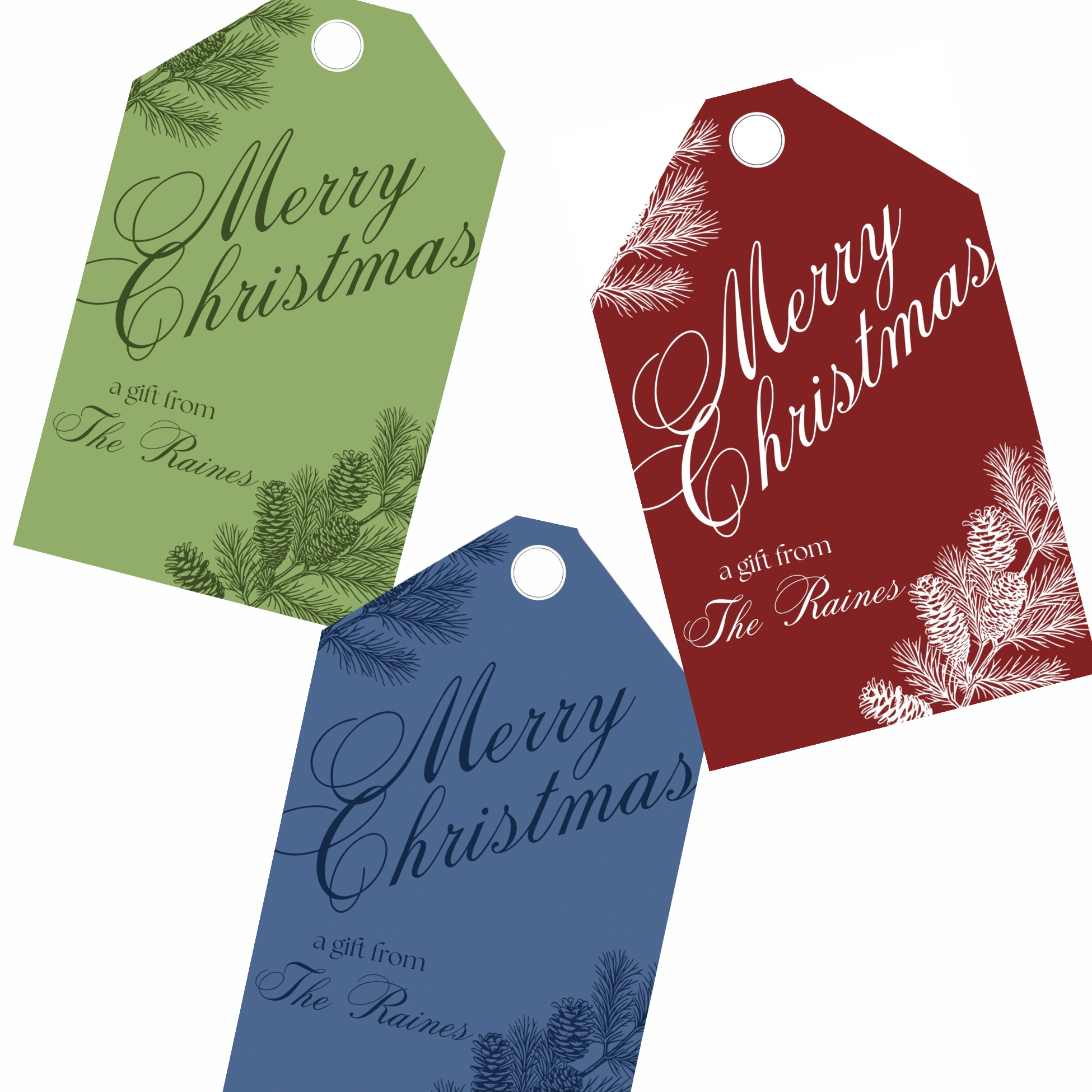 Pine Christmas gift tags