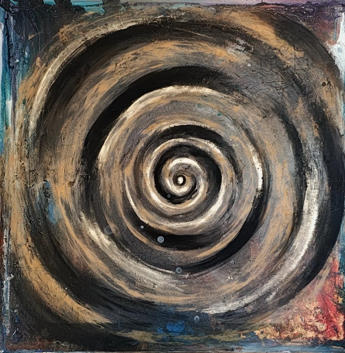 “LYO” ACRYLIC WORK GOLD LEAF 100X100CM