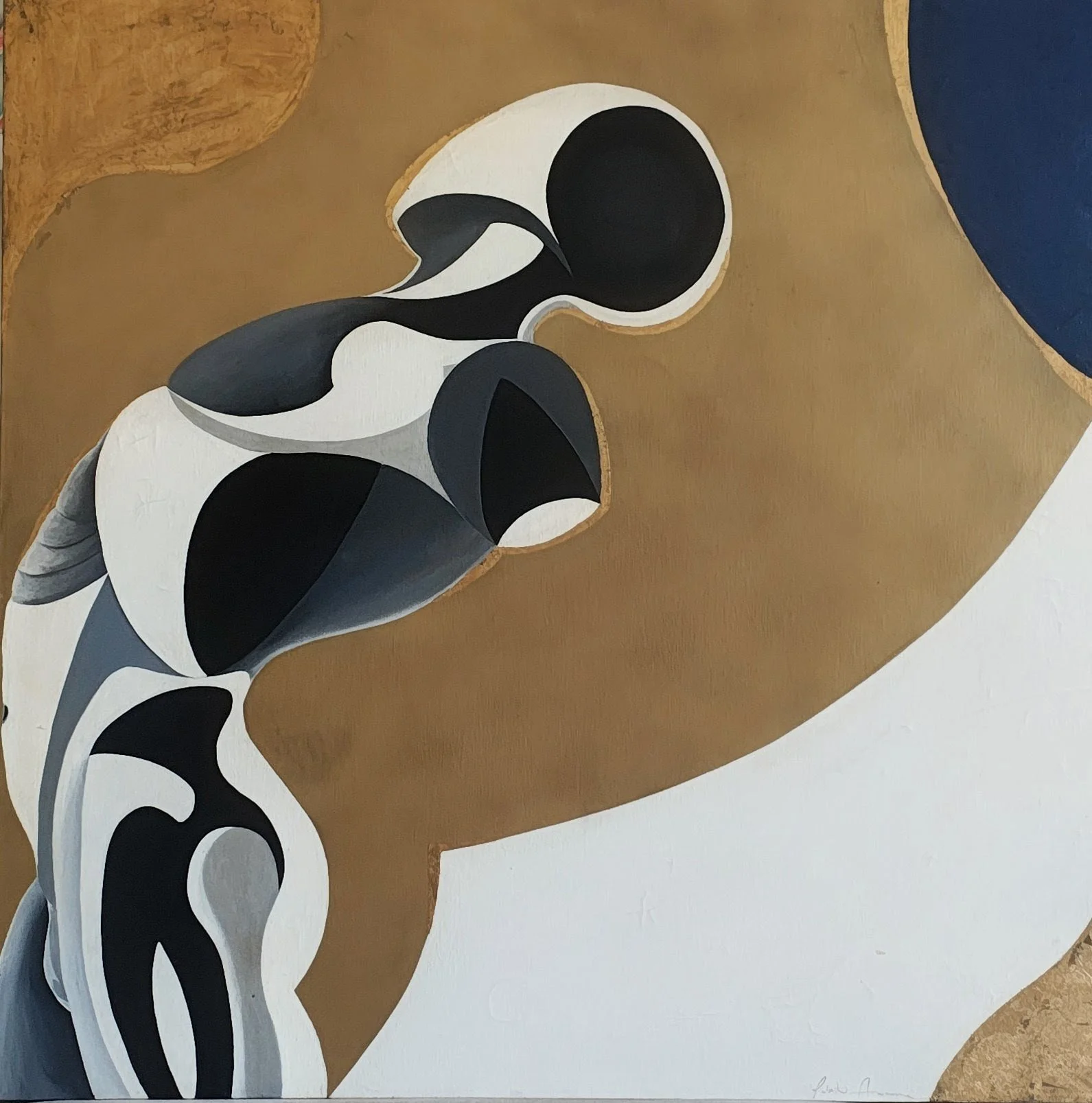 “ANÉR” ACRYLIC WORK GOLD LEAF 100X100CM