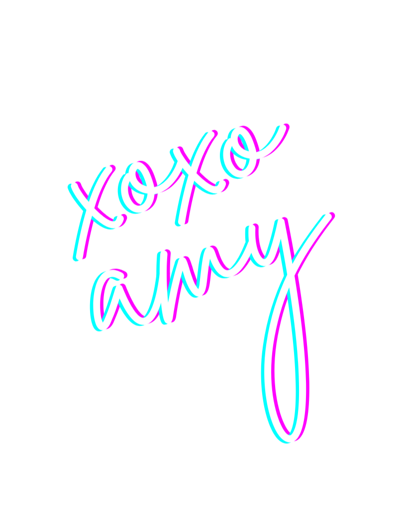 Colorful neon-style text that reads 'xoxo a.m.x' on a black background.