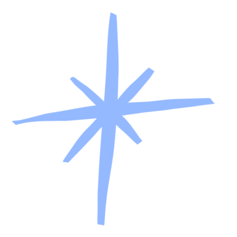 A blue, star-shaped object with multiple elongated points against a black background.