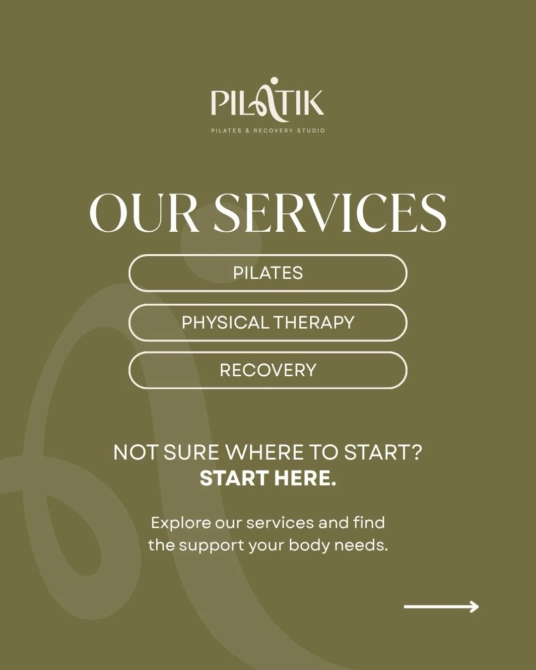 Movement isn&rsquo;t one-size-fits-all.

Some people come to build strength.
Some come to recover.
Some simply want to feel better in their bodies.

That&rsquo;s why Pilatik offers different ways to move, heal, and grow, through Pilates (Private and 