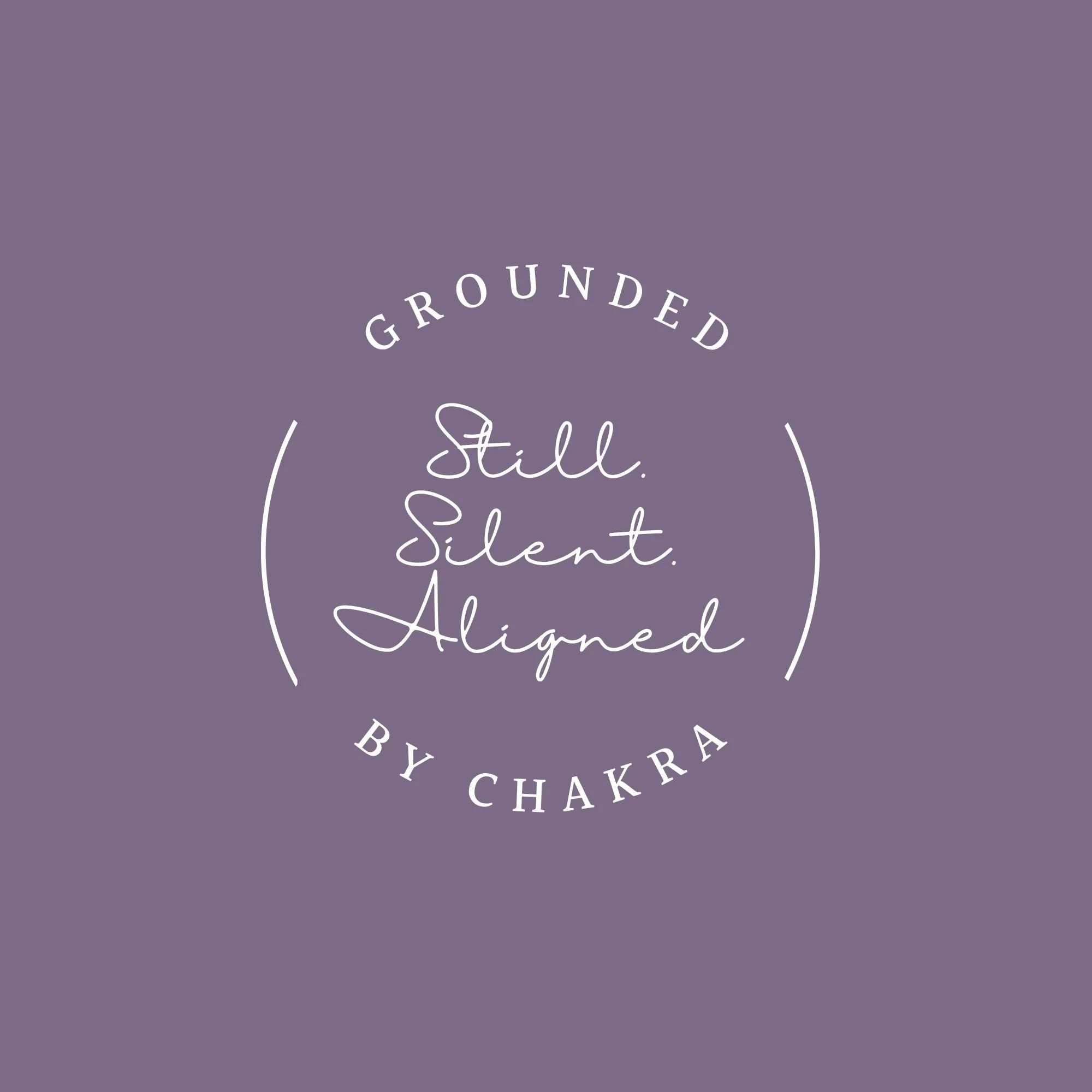 A purple background with the text 'Grounded', 'by Chuckra', and 'still, silent' arranged artistically.
