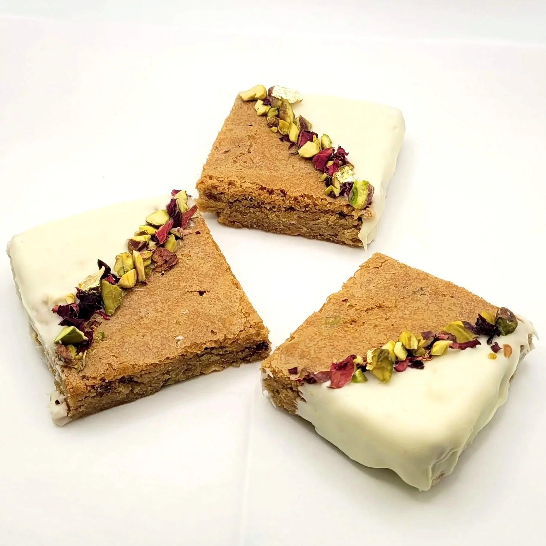 White Chocolate Pistachio & Rose Blondie
