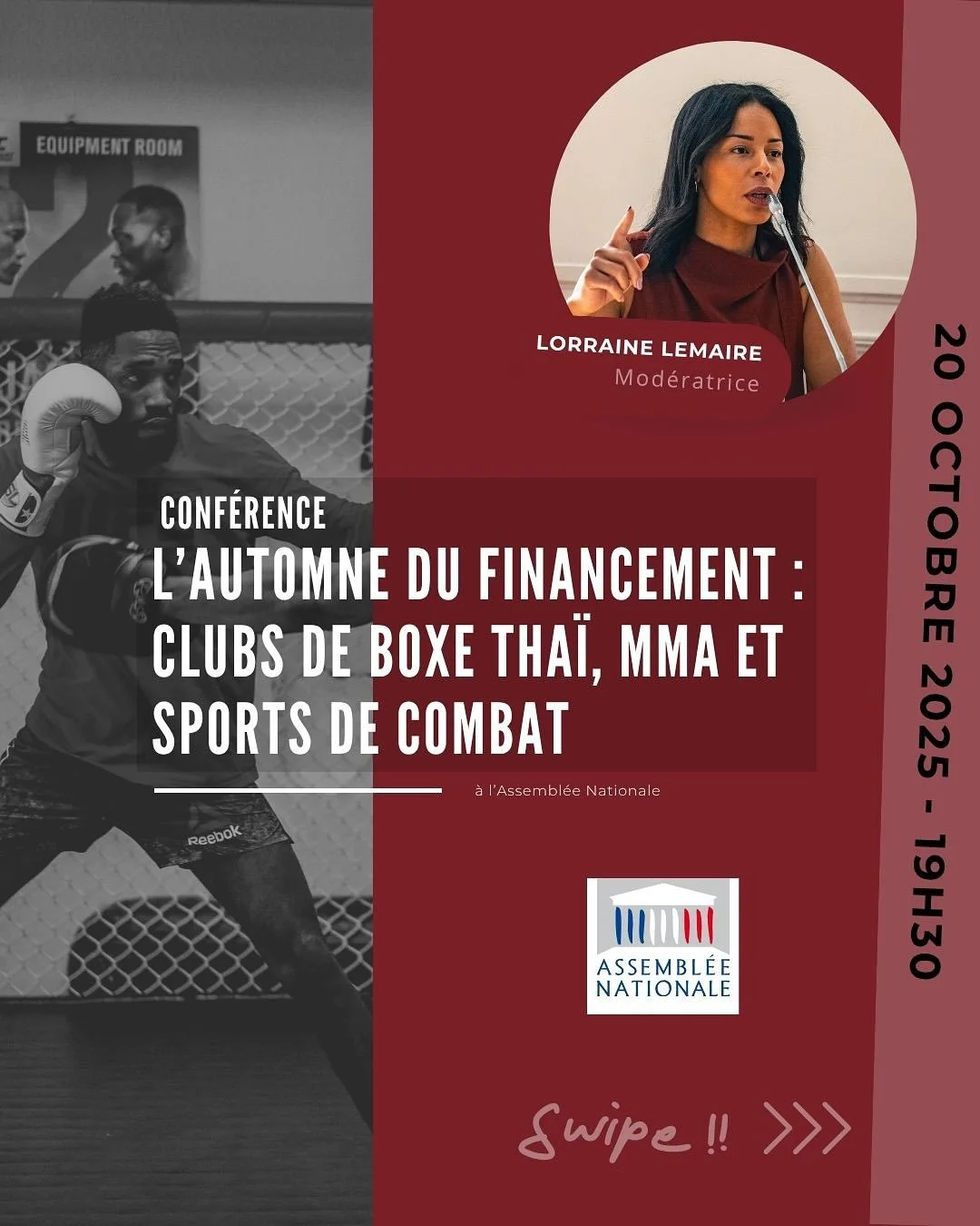🏛️ Le sport de combat entre &agrave; l&rsquo;Assembl&eacute;e nationale.

Le 20 octobre, athl&egrave;tes, entra&icirc;neurs, dirigeants, f&eacute;d&eacute;rations, promoteurs et experts se r&eacute;uniront pour &ldquo;L&rsquo;Automne du financement&