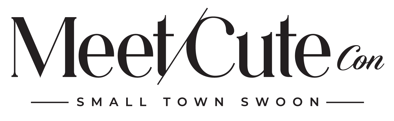 Stylized text logo for Meet+Cite con, Small Town Swoon