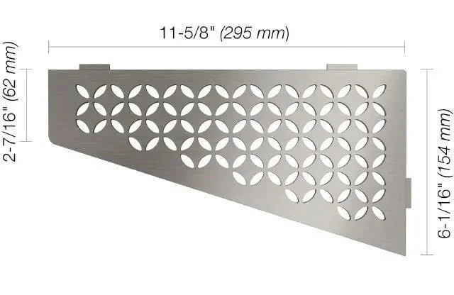 Schluter - SHELF-E Quadrilateral Corner Shelf Floral Design - Brushed Stainless Steel (V2)