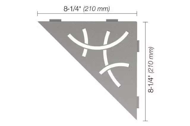 Schluter - SHELF-E Triangular Corner Shelf Curve Design - Aluminum Stone Grey