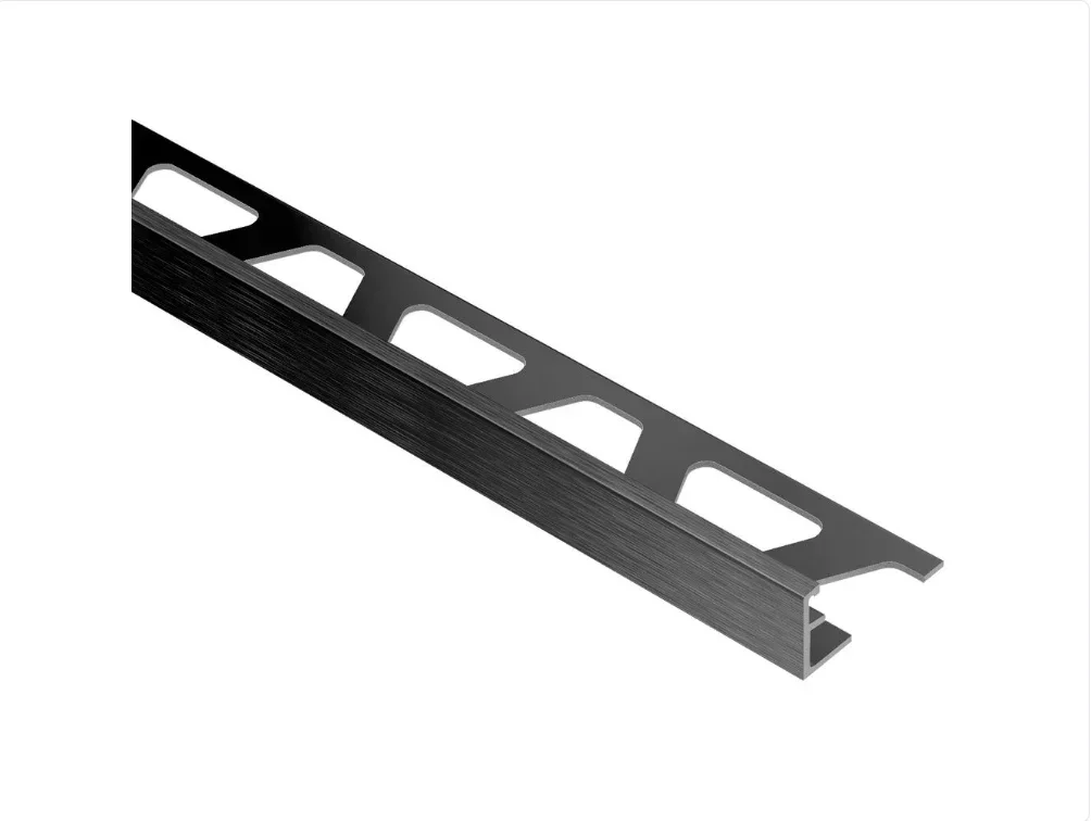 Schluter - SCHIENE Floor/Wall Tile Edging Trim Anodized Aluminum Brushed Graphite 3/8" (10 mm) x 8' 2-1/2"