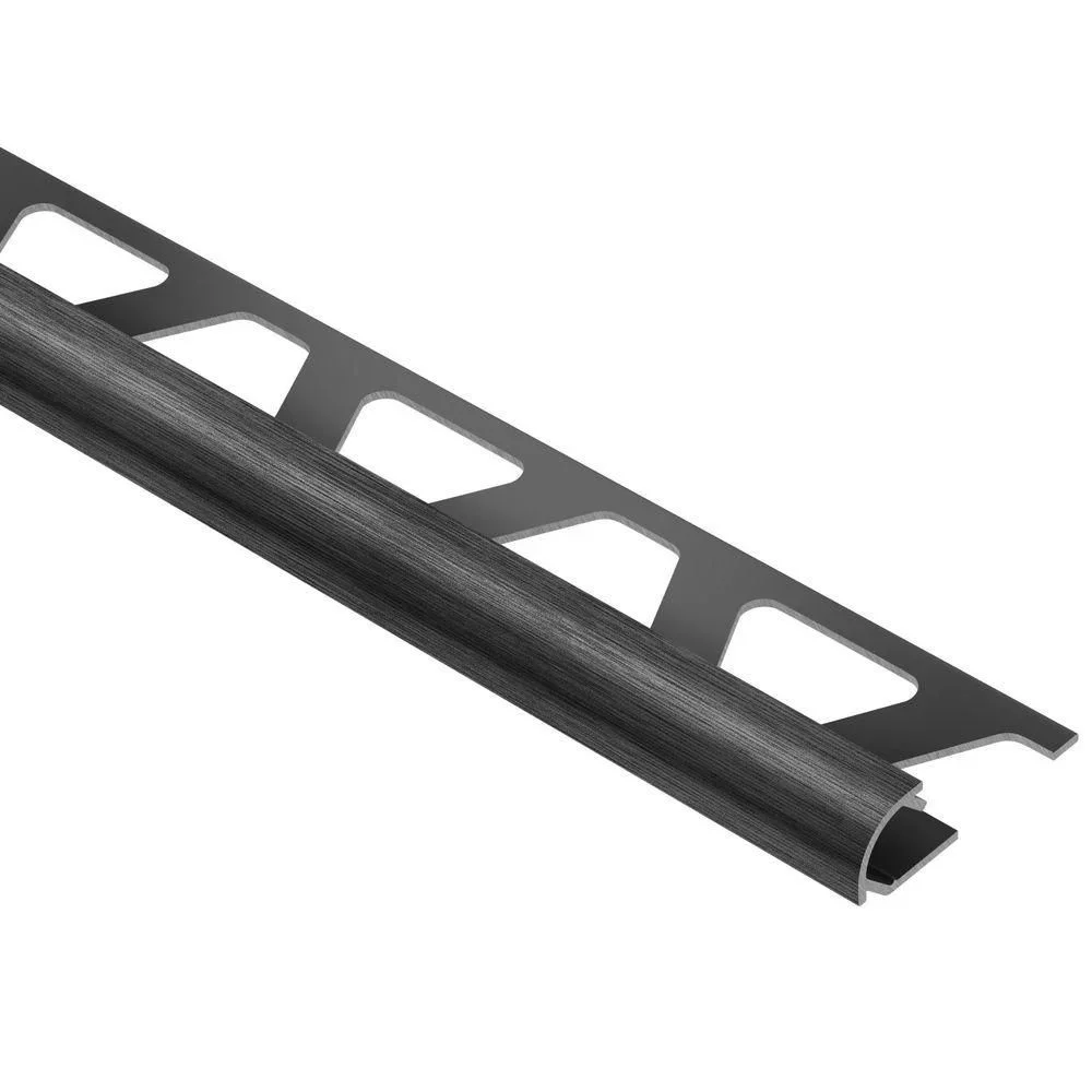 Schluter - RONDEC Bullnose Trim - Aluminum Anodized Brushed Black 1/2" (12.5 mm) x 8' 2-1/2"