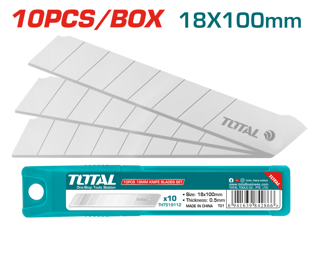 Total tools [THT519112] 10 Pcs 18mm knife blades set