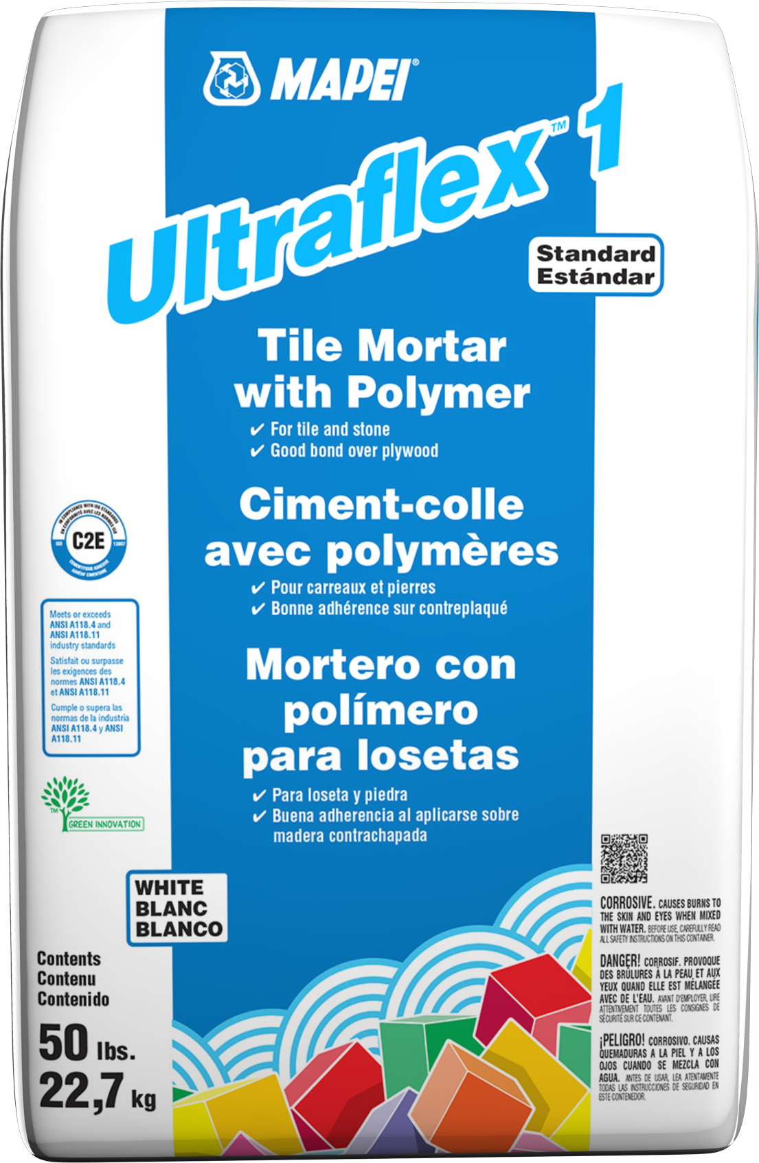 Mapei Ultraflex 1 Polymer-Modified Mortar, White - 50 lb
