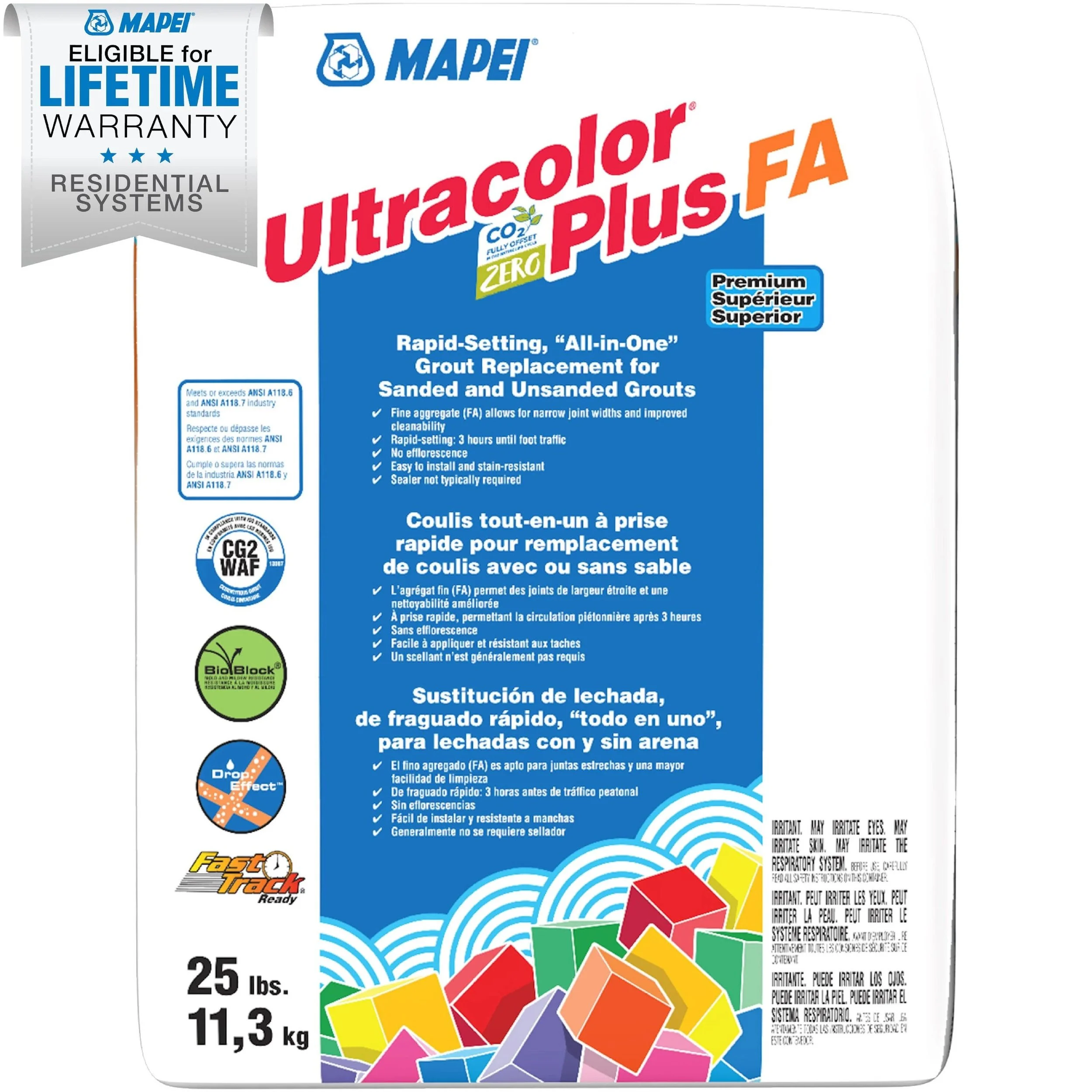 Mapei - Ultracolor Plus FA Rapid-Setting All-in-One Grout #5101 Rain 25 lb