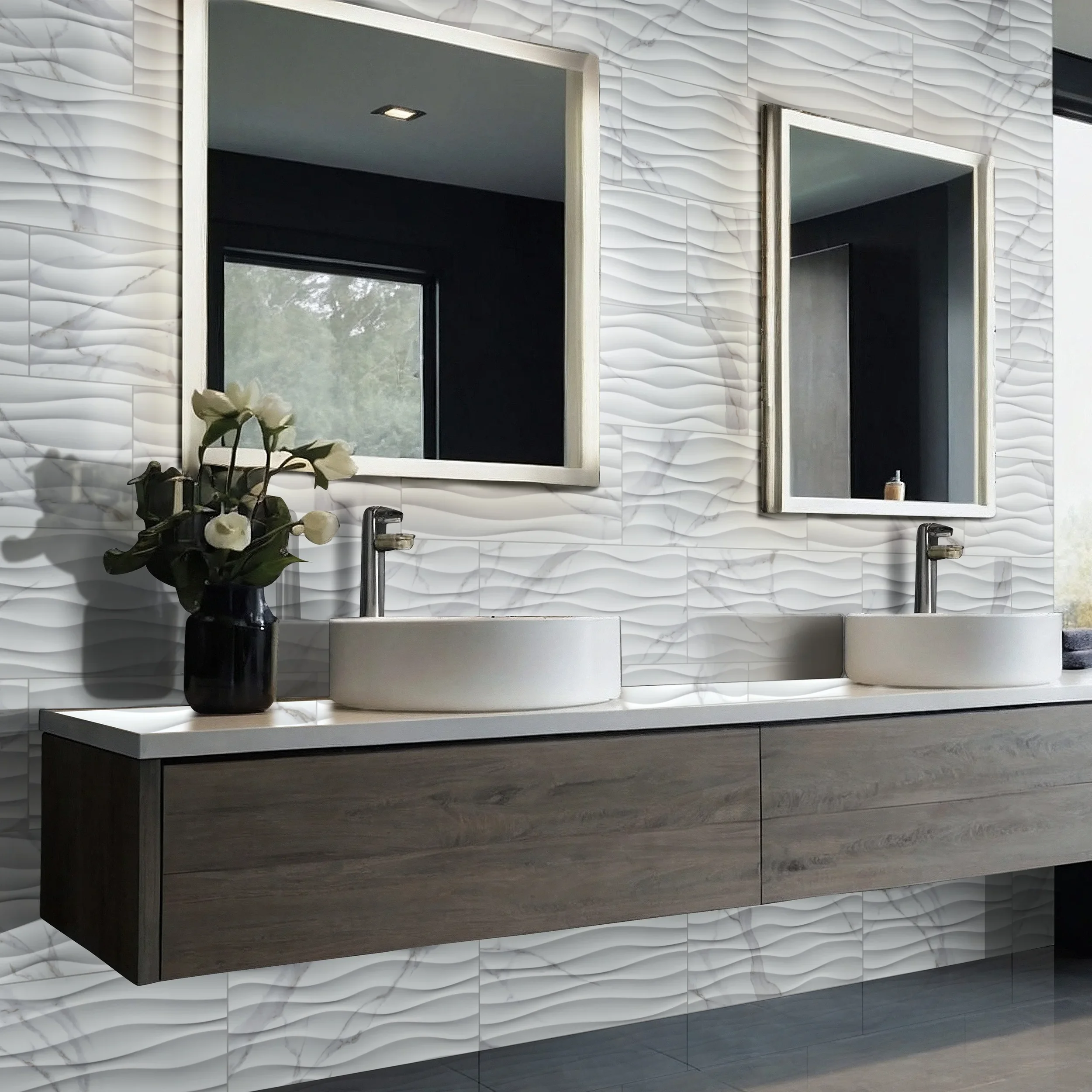 MSI Surfaces Wall Tiles Dymo Statuary Wavy White-Cool Glossy 12" x 24" 2.webp