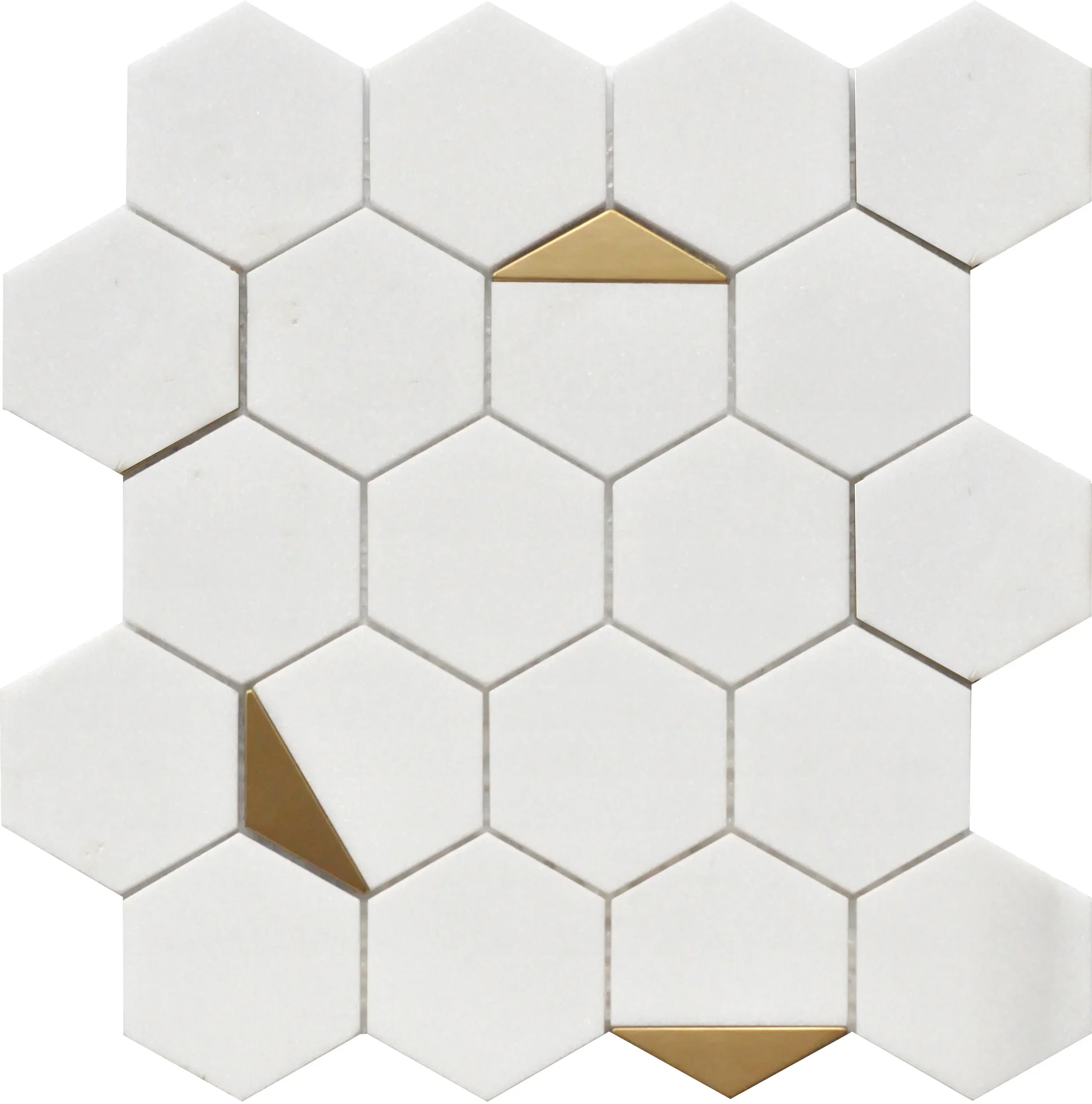 Gold Tip Hexagon Luxury Mosaic Stone