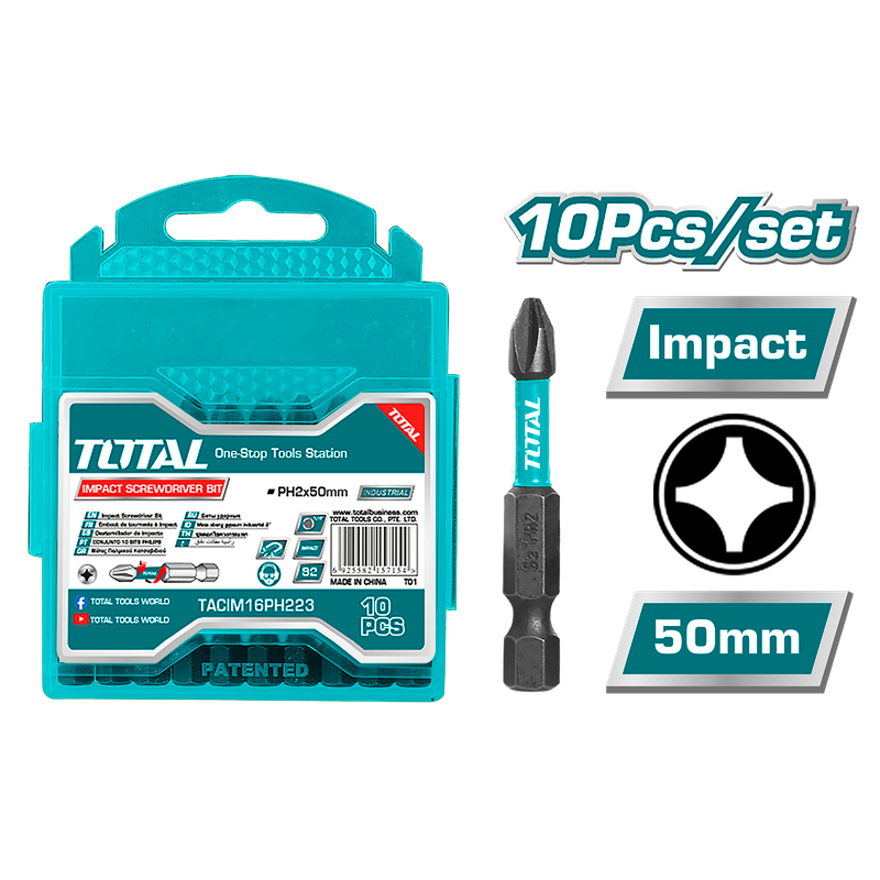Total tools [TACIM16PH223] PH2X2" Impact screwdriver bit set