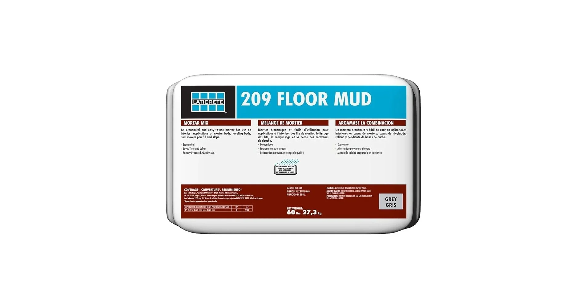 Laticrete - Floor Mud 209 - to mix with 3701 - Grey 60 lb