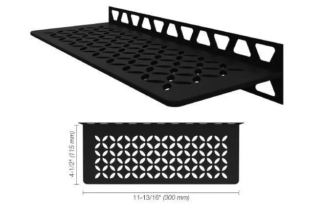 Schluter - Shelf-W Rectangular Wall Shelf Floral Design - Aluminum Matte Black
