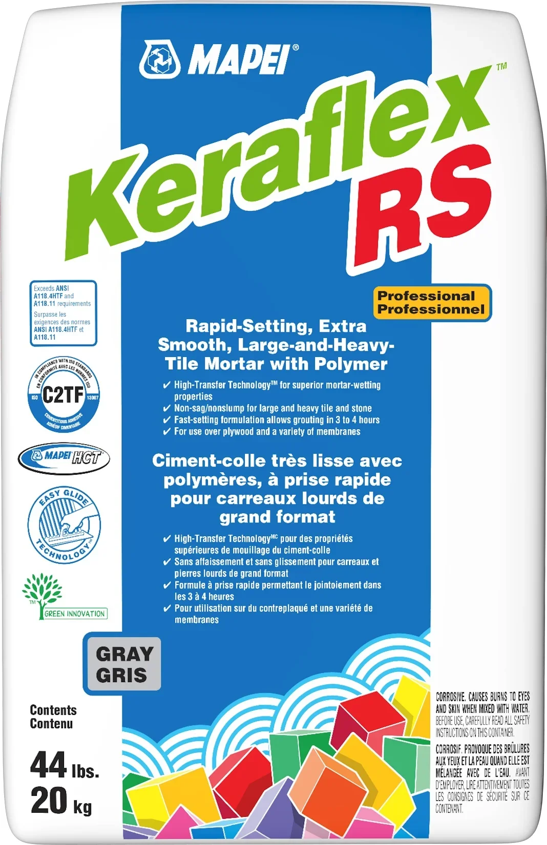 Mapei - Keraflex RS Extra Smooth Large & Heavy Tile Mortar, Gray - 44 lb