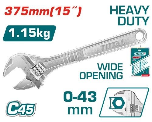 Total tools [THT1010153] 15" Adjustable wrench