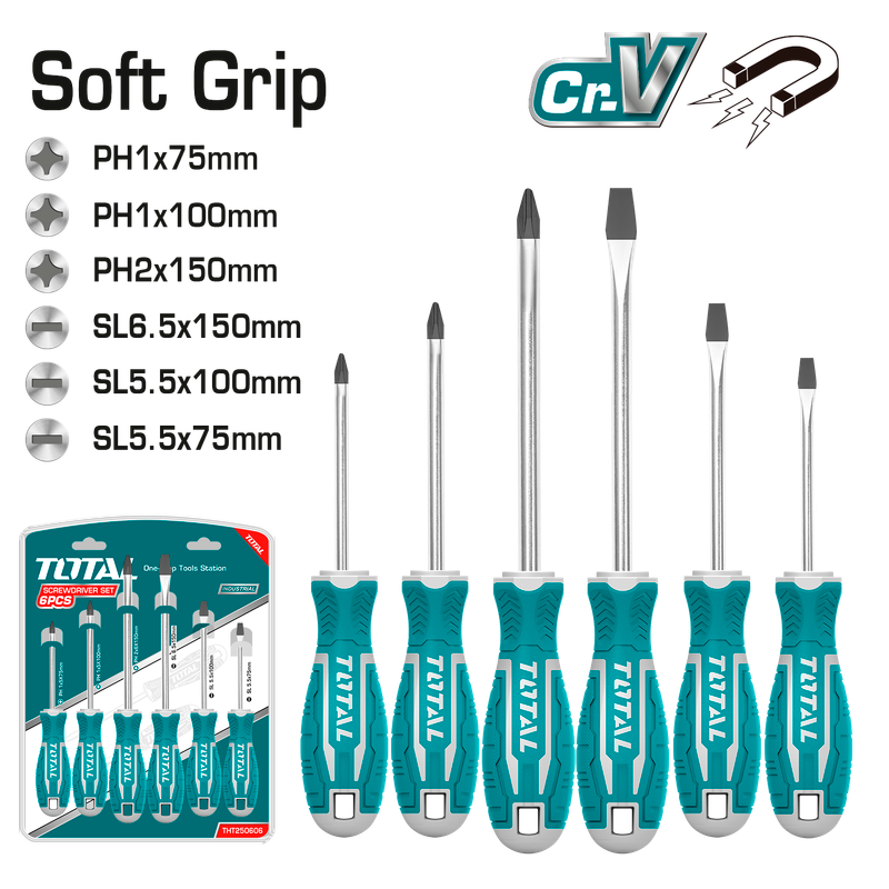 Total tools [THT250606] 6 Pcs Industrial screwdriver set