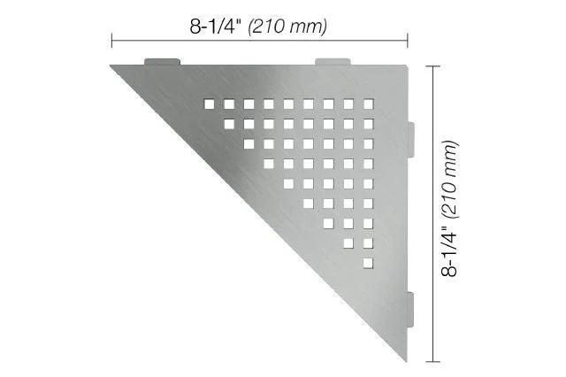 Schluter - SHELF-E Triangular Corner Shelf Square Design - Brushed Stainless Steel (V2)