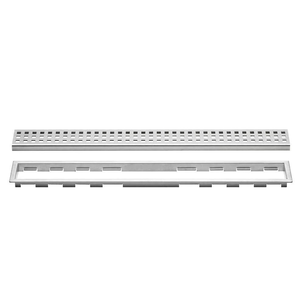 Schluter - KERDI-LINE Linear Floor Drain with Square Grate Design - Brushed Stainless Steel (V4) 3/4" x 51-3/16"