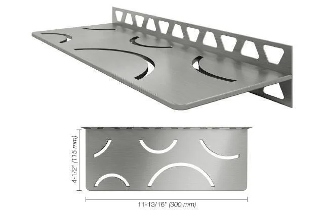 Schluter - Shelf-W Rectangular Wall Shelf Curve Design - Brushed Stainless Steel (V2)
