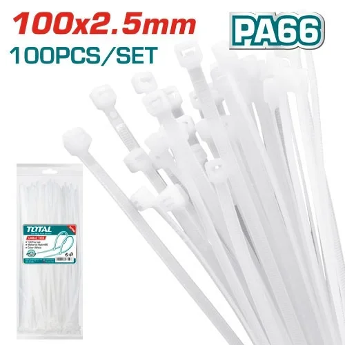 Total tools [THTCT1001] 4" Nylon Cable Ties White (100-Pack)