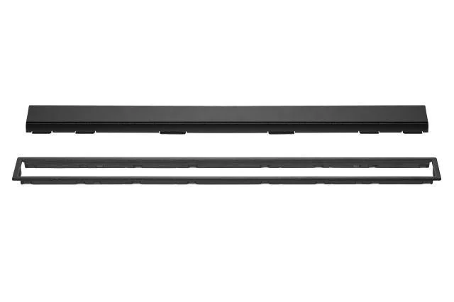Schluter - KERDI-LINE Linear Floor Drain with Solid Grate Design Brushed Stainless Steel (V4) Matte Black 3/4" x 55-1/8"