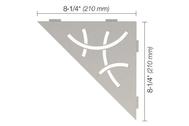 Schluter - SHELF-E Triangular Corner Shelf Curve Design - Aluminum Greige