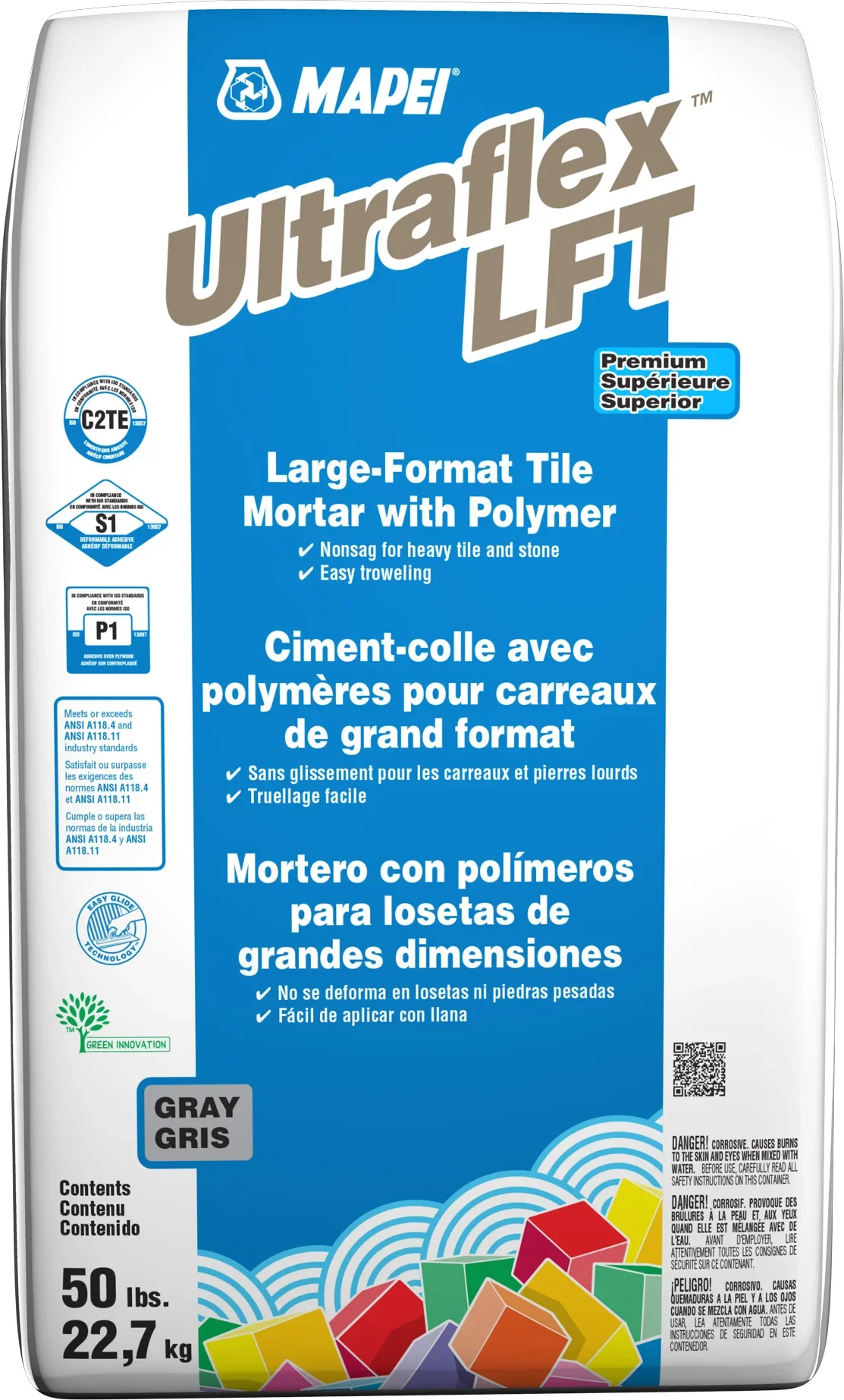 Mapei Ultraflex LFT Large & Heavy Tile Mortar, Gray - 50 lb